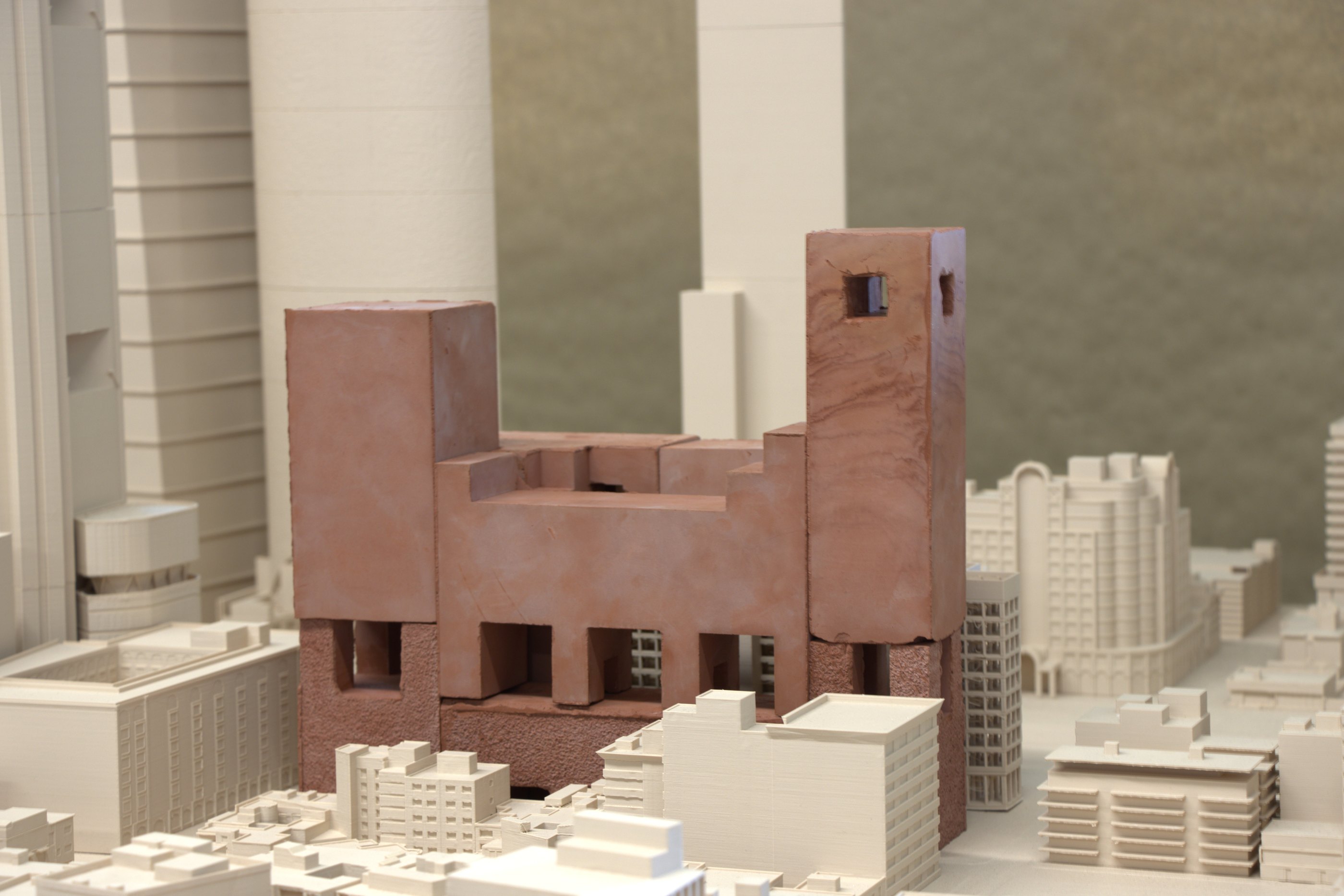Study massing set in the Mexico City site model