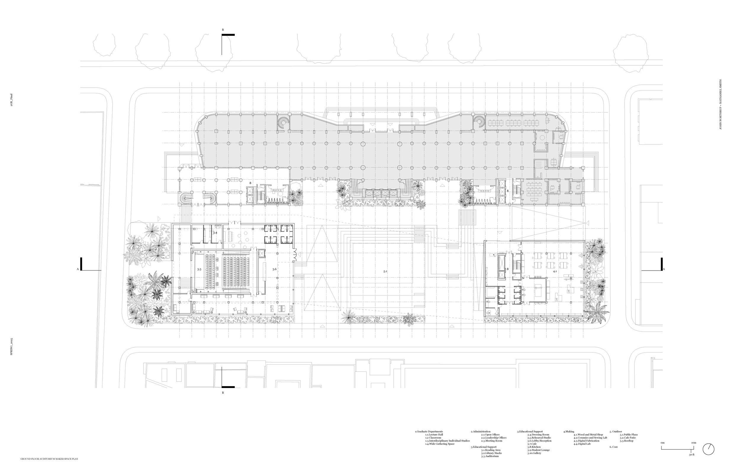 Ground floor plan with the public plaza