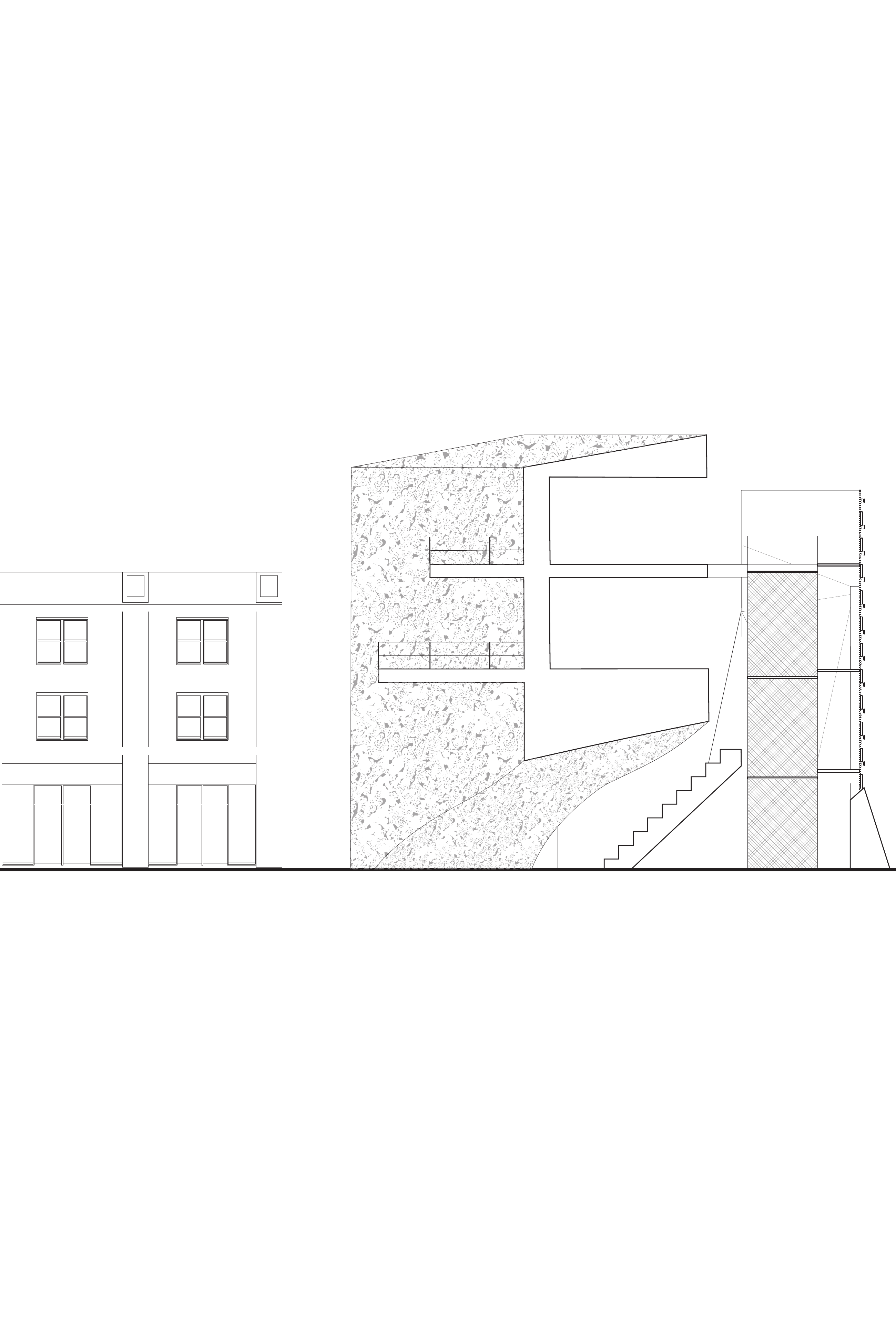 Grid study drawing, short section