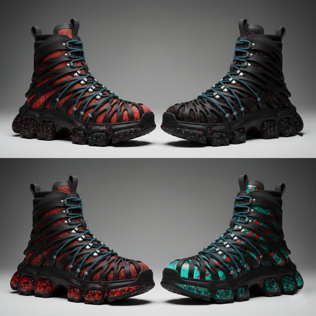 Boot colorway comparison sheet, four variants